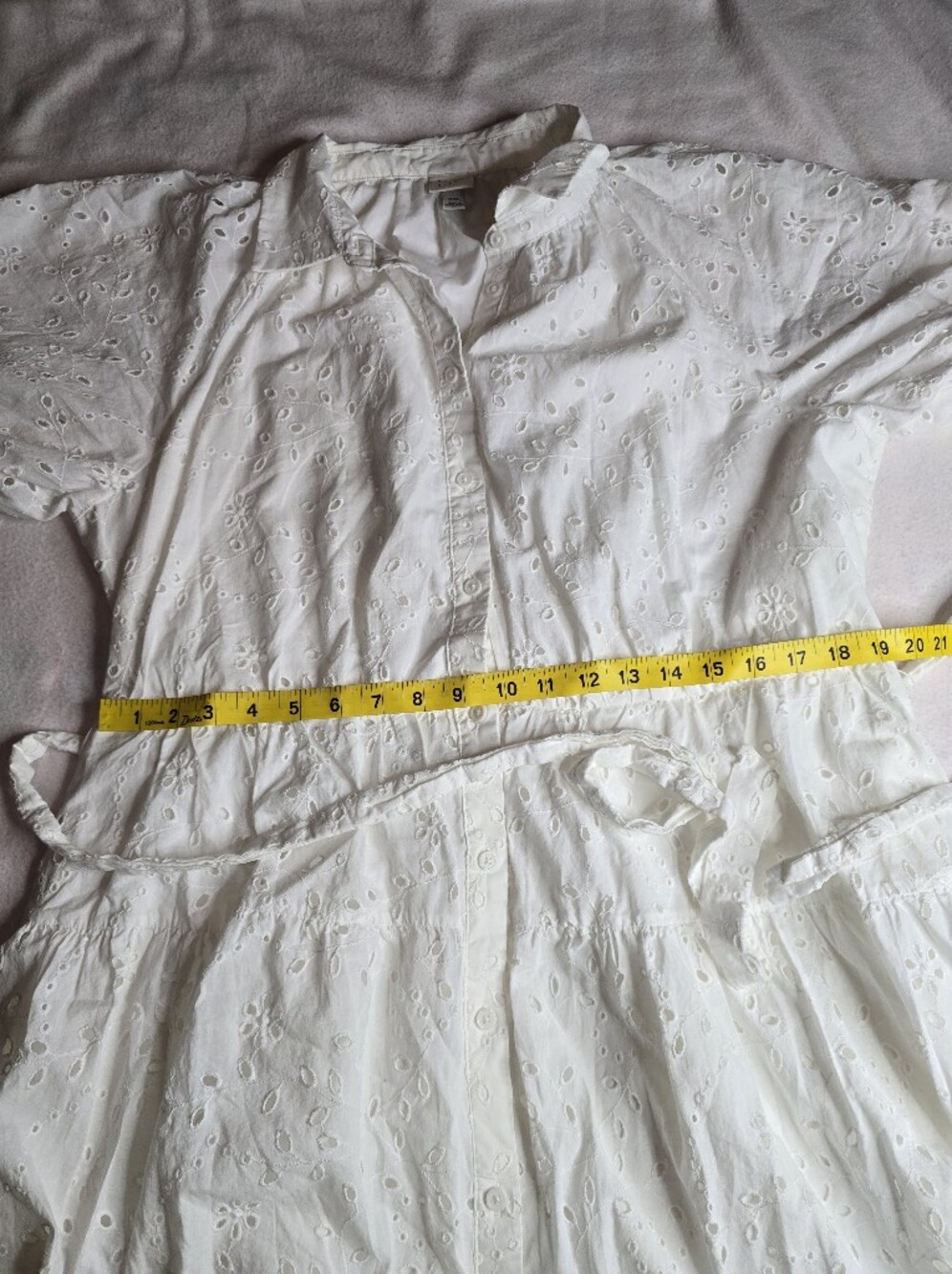 a new day White Eyelet Button-Up Dress with Tie Waist - Picture 6 of 8
